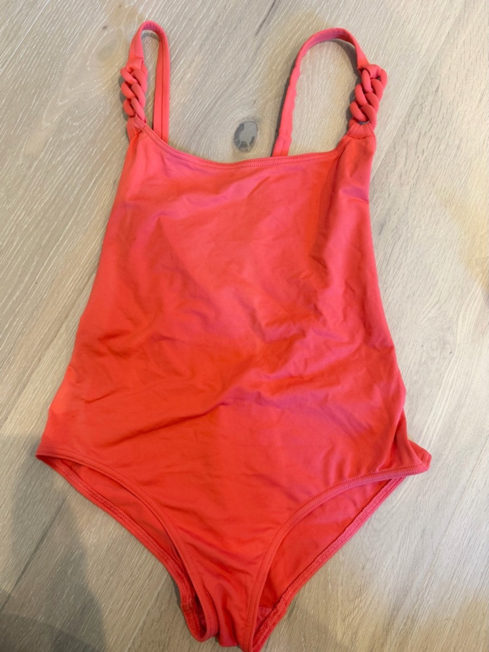 Classic Coral One-Piece Swimsuit with Braided Straps